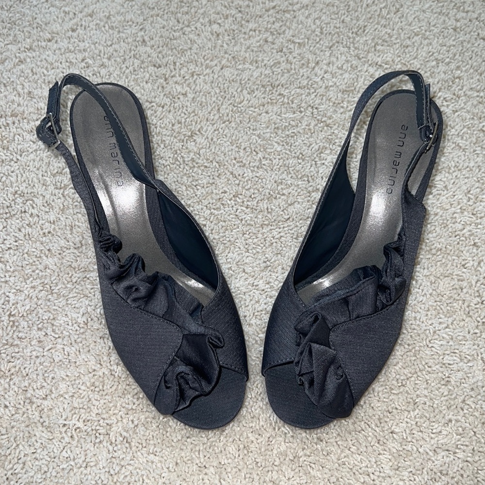 Grey sling back heels